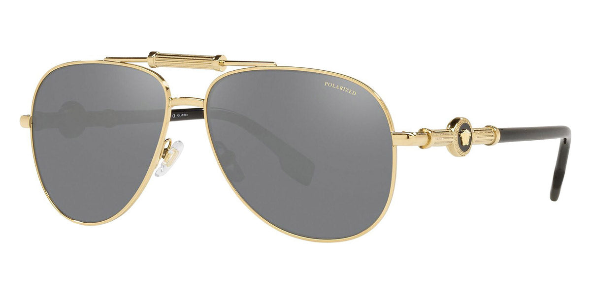 Versace Sunglasses VE2236 1002Z3 59mm Gold / Polarized Grey Mirror SIlver Lens