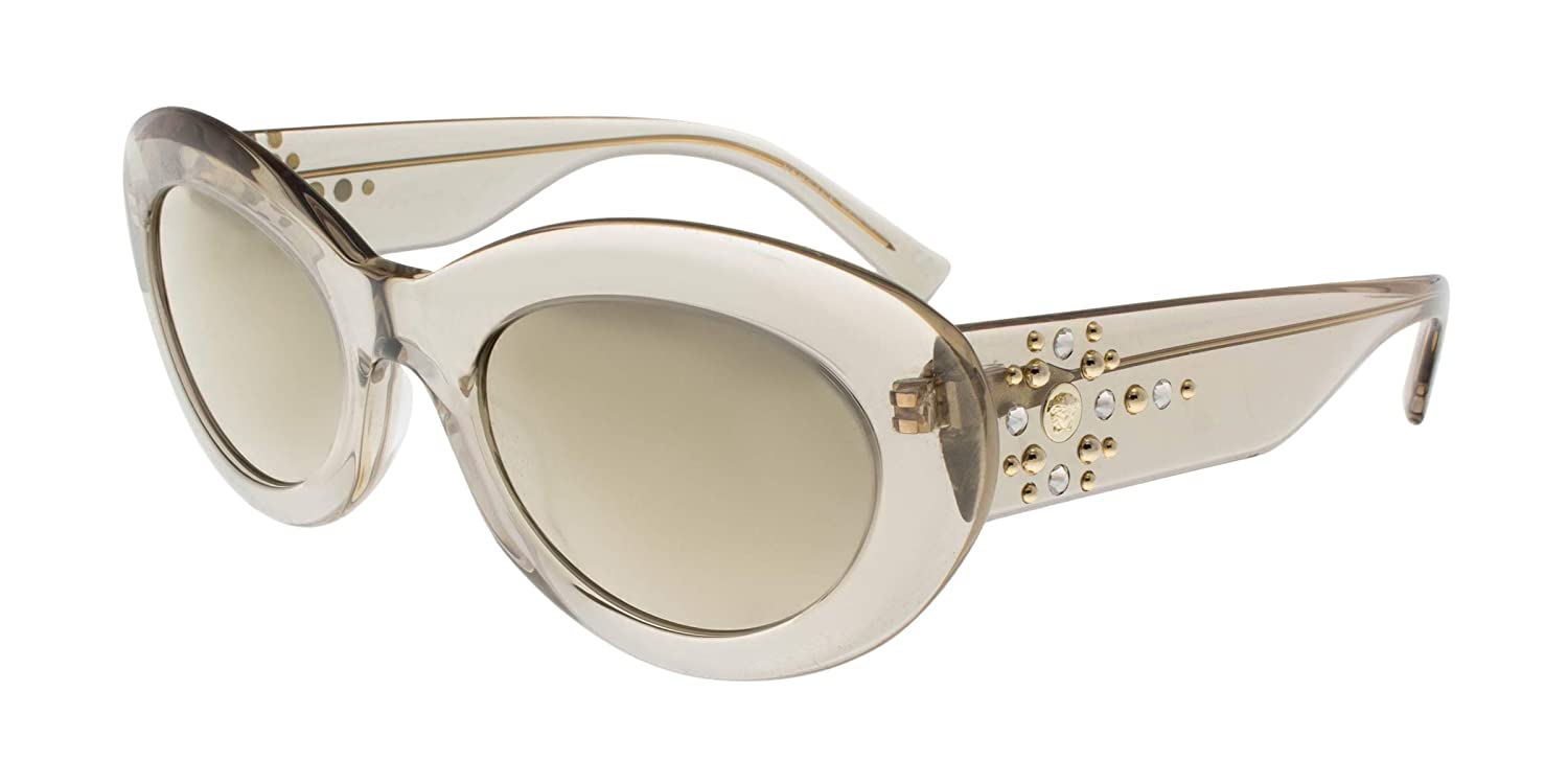 Versace VE4355B 5288/5A 52mm Oval Sunglasses Transparent Beige / Light Brown Mirror Gold