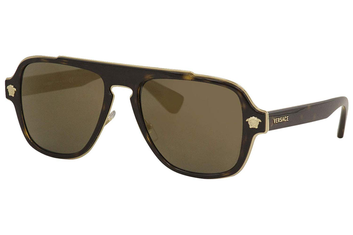 Versace Medusa Charm Sunglasses VE2199 12524T Dark Havana / Dark Grey Mirror Gold