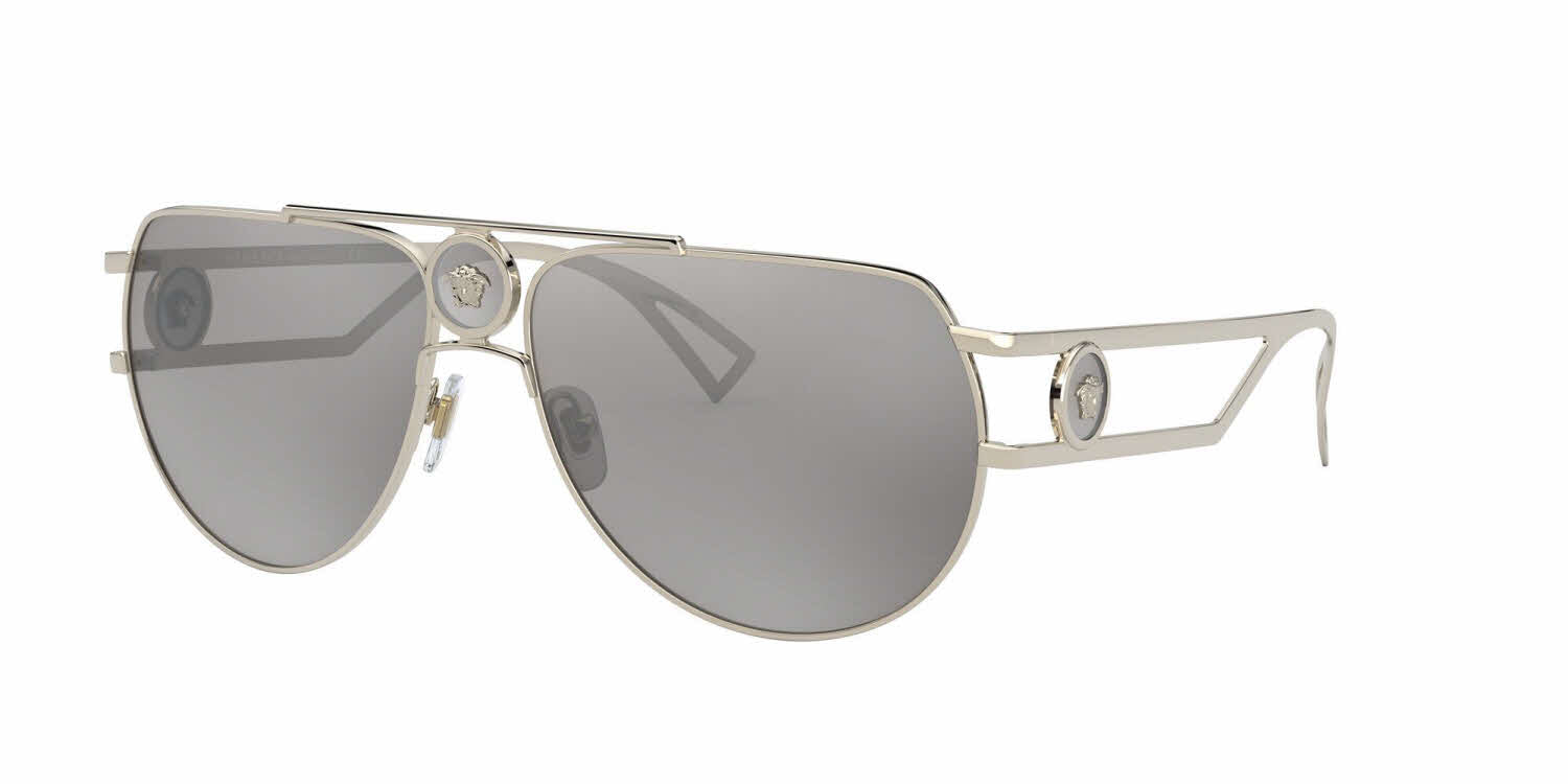 Versace Sunglasses VE2225 12526G 60mm Pale Gold / Light Grey Mirror Silver Lens